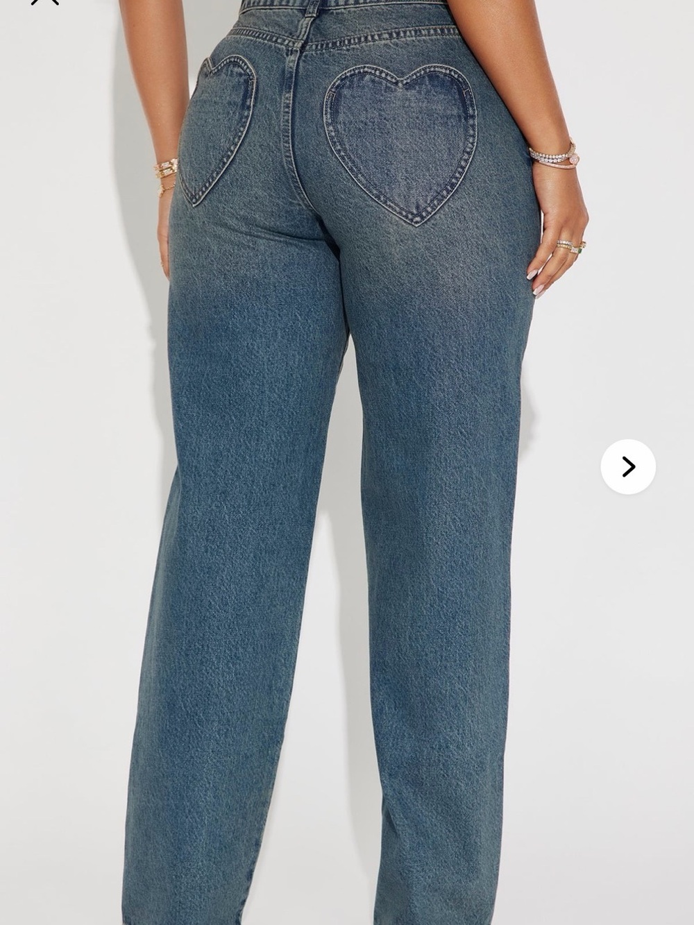 Fashion Nova Straight-Leg Jeans with Heart Back Pockets - Blue